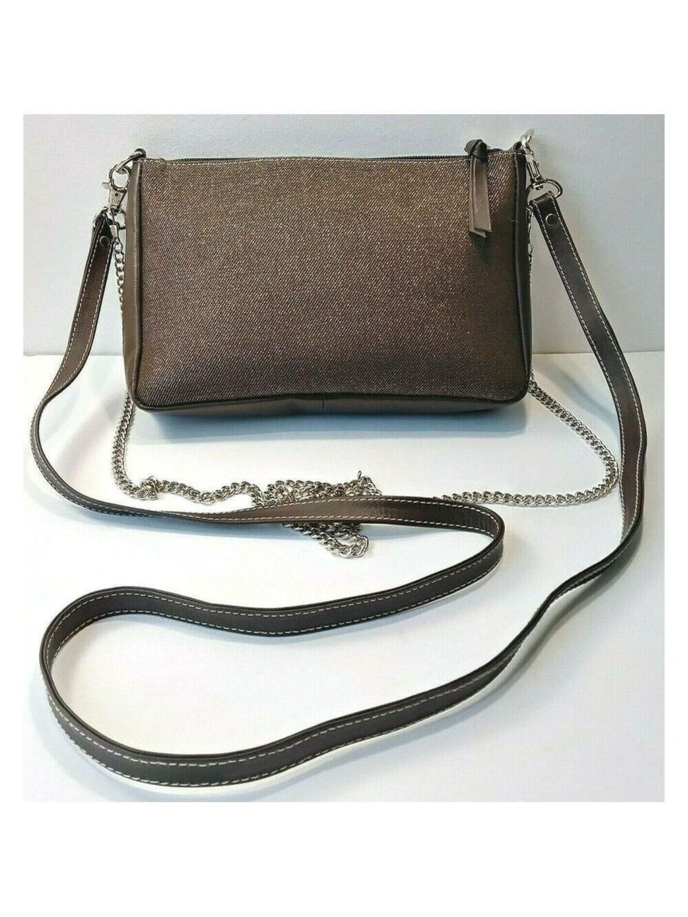 Claudia G Brown Metallic Fabric/Leather Bag